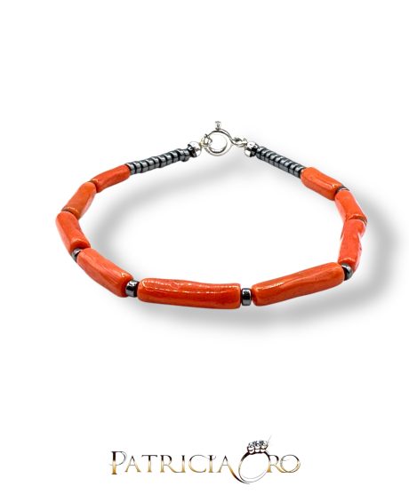 Bracciale in Corallo Sciacca Uomo con Ematite