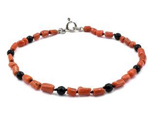 Bracciale Corallo Sciacca con Onice artigianale in argento 925