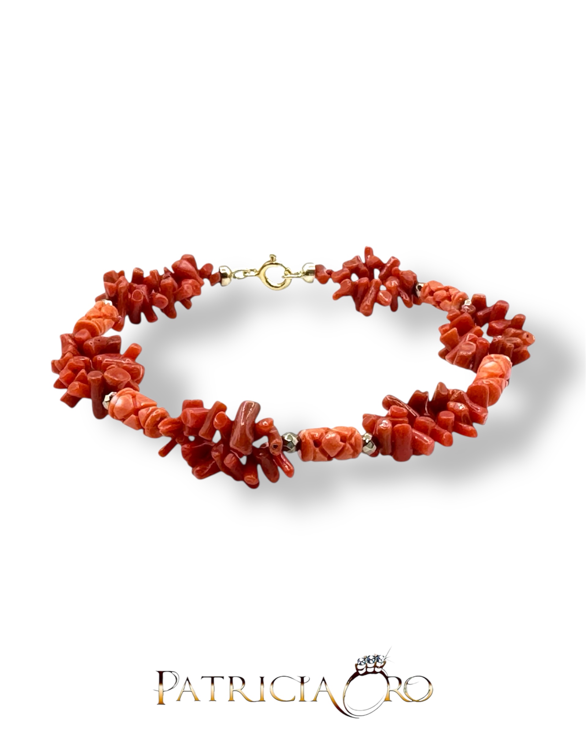 Bracciale Donna Corallo Sciacca, un gioiello made in italy di Patricia Oro Creations, perfetto per un'idea regalo preziosa.