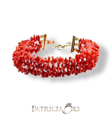 Bracciale Corallo Sciacca 3 Fili con Chiusura Argento 925