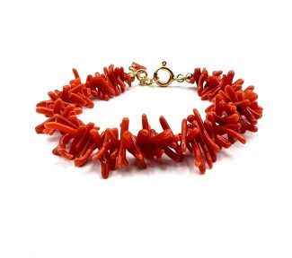 Bracciale donna Corallo Sciacca con chiusura argento 925, modello cupolini, artigianale Sicilia