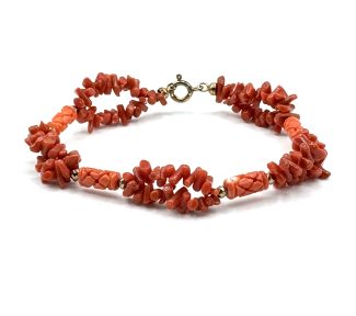 Bracciale donna in corallo Sciacca con ematite e chiusura argento 925