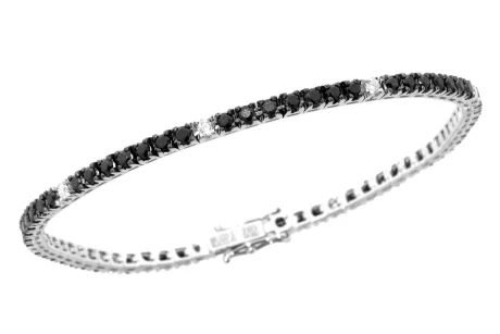 Bracciale Tennis Davite&Delucchi Oro Bianco Diamanti Neri