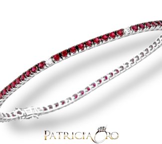 Splendido bracciale tennis Davite&Delucchi con rubini e diamanti, un gioiello di lusso perfetto per chi cerca gioielli diamanti di alta gioielleria.