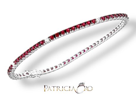 Bracciale Tennis Rubino e Diamanti Oro Bianco 750