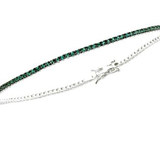 Bracciale tennis con smeraldi in oro 18 carati Davite&Delucchi: un gioiello smeraldo di alta gioielleria.
