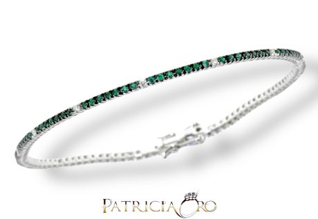 Bracciale Tennis Smeraldo e Diamanti Davite&Delucchi in Oro 750