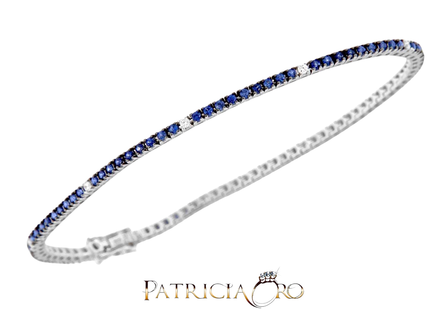 Splendido bracciale tennis Davite&Delucchi con zaffiri e diamanti, un gioiello di lusso perfetto per chi cerca gioielli diamanti di alta gioielleria.