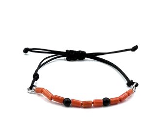 Bracciale Corallo Sciacca Uomo con Onice e Argento 925