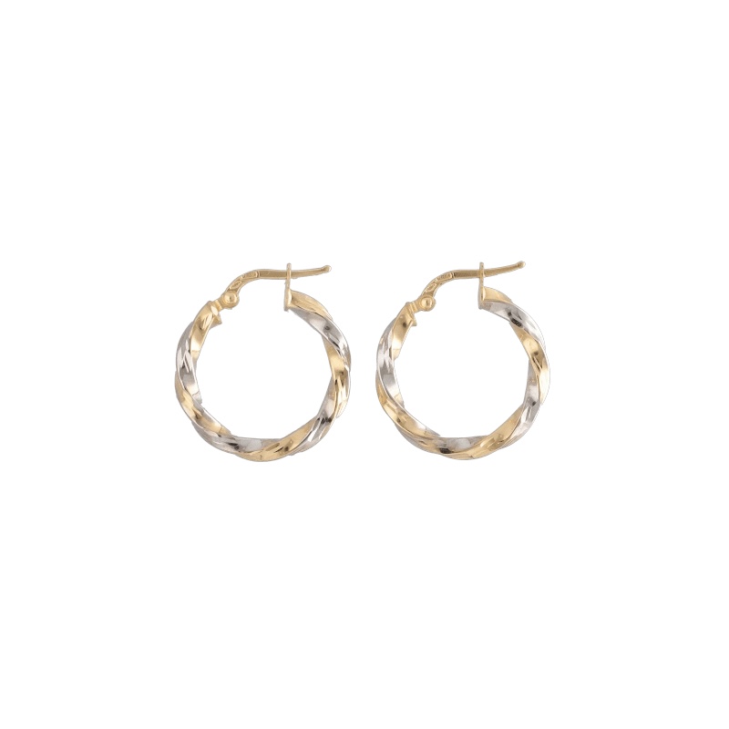 Eleganti cerchi in oro 750 bicolore, un gioiello di lusso perfetto per un'occasione speciale. (Vista 2)