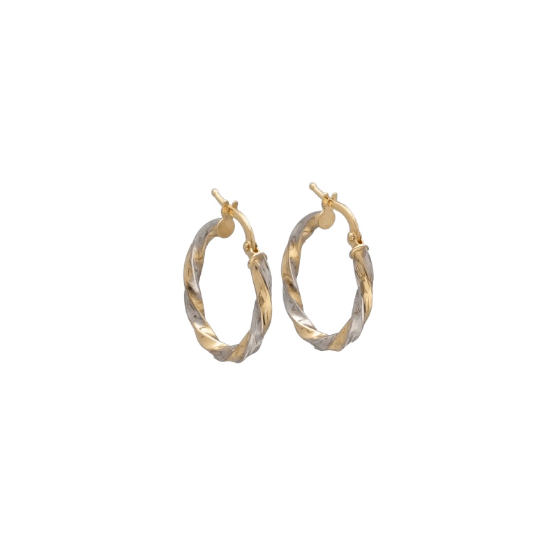 Eleganti cerchi in oro 750 bicolore, un gioiello di lusso perfetto per un'occasione speciale.