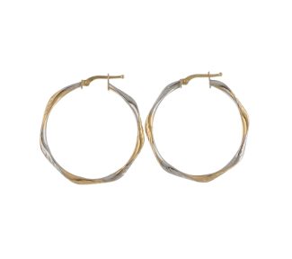 Cerchi in oro 750 bicolore: un'eccellenza di gioielli made in italy, perfetti per un'eleganza senza tempo. (Vista 2)