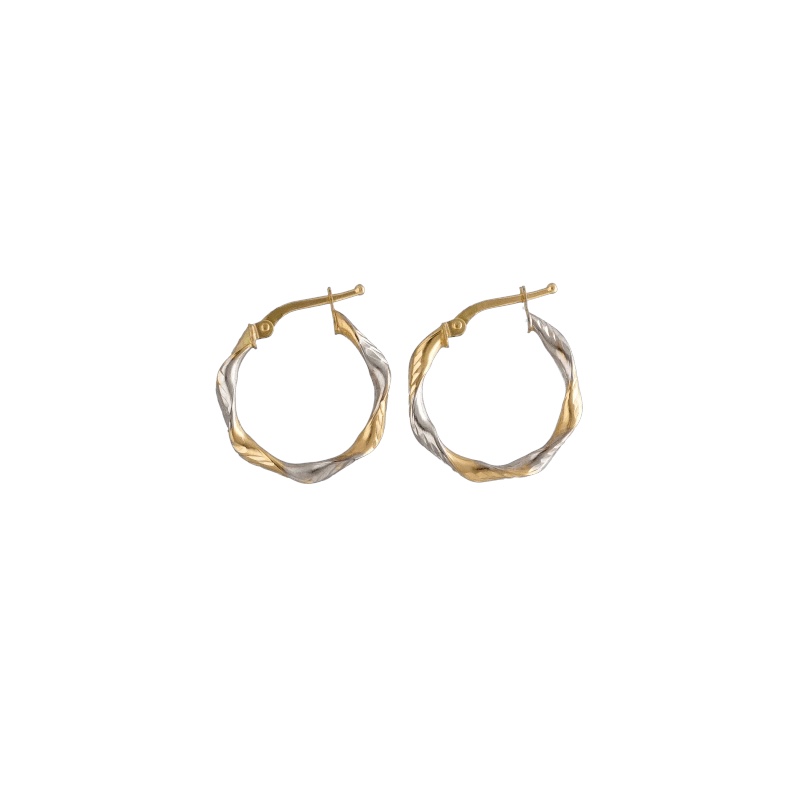 Cerchi in oro 750 bicolore, gioielli made in italy di alta gioielleria, un'elegante espressione di lusso e artigianalità.