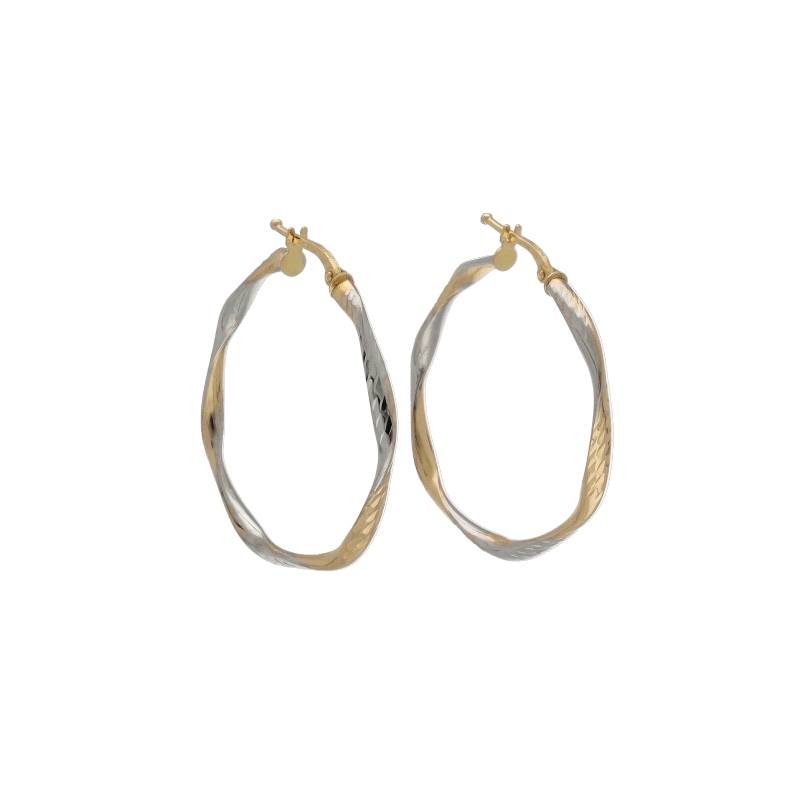 Bicolour 18kt Gold Hoop Earrings for Girls and Women