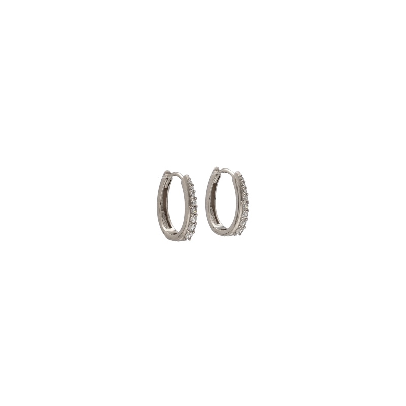 Eleganti cerchi in oro bianco con zirconi, un gioiello di lusso perfetto per ogni occasione.