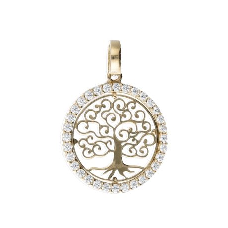 Ciondolo Albero della Vita con Zirconi in Oro Giallo 750