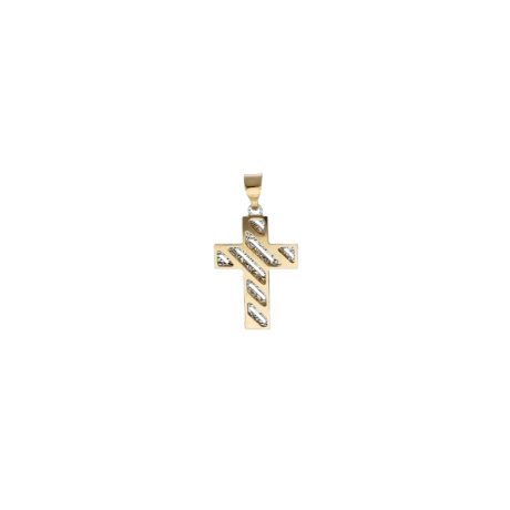 Ciondolo Croce Bicolore in Oro 18k 750