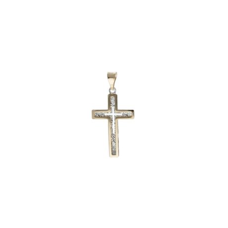 Ciondolo Croce in Oro 18k Bicolore