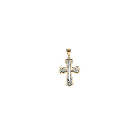 Ciondolo Croce in Oro 18k Bicolore