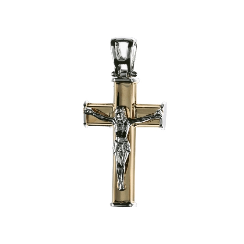Ciondolo croce in oro 18k, un gioiello di lusso perfetto per un regalo prezioso.