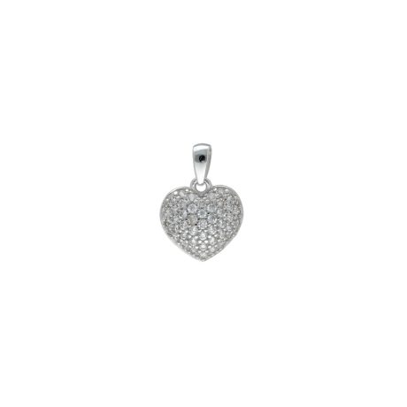 Ciondolo Cuore con Zirconi in Oro Bianco 750