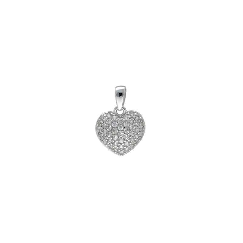 Splendido ciondolo a cuore con zirconi in oro bianco 750, un gioiello di lusso perfetto per un regalo prezioso.
