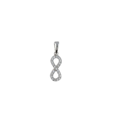 Ciondolo Infinito con Zirconi in Oro Bianco 18kt
