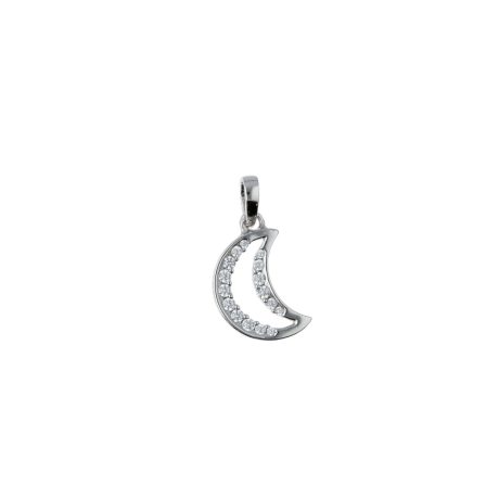 Ciondolo Luna con Zirconi in Oro Bianco 750