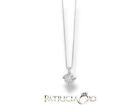 Collana Punto Luce Miluna in Oro Bianco 18kt con 9 Diamanti Naturali