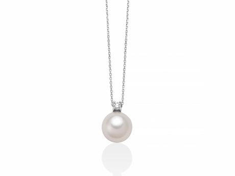 Collana Miluna Perla Freshwater e Diamante in Oro Bianco 18kt