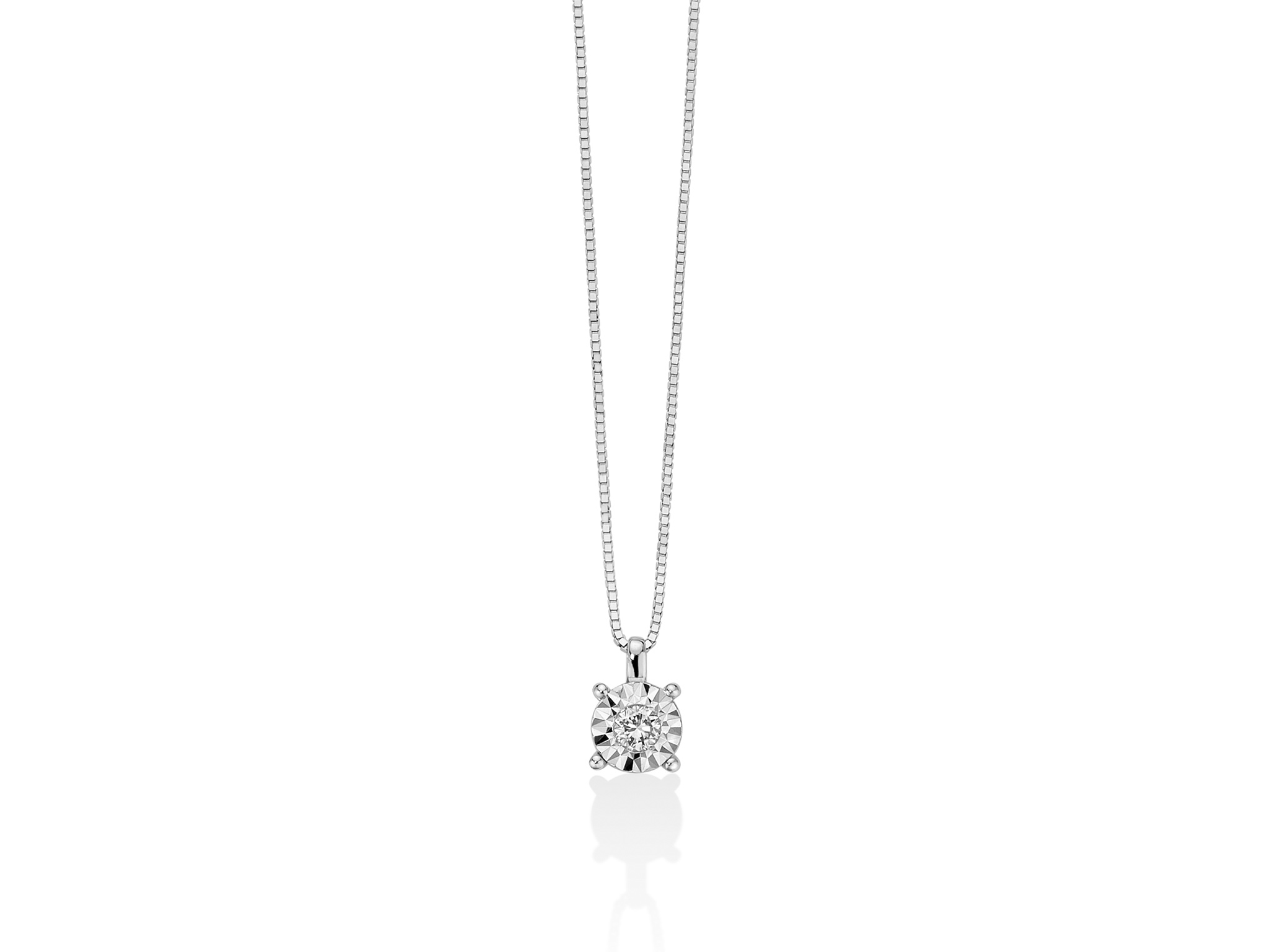 Collana Punto Luce Miluna con diamante brillante in oro bianco 750: un gioiello di alta gioielleria per un'idea regalo preziosa.