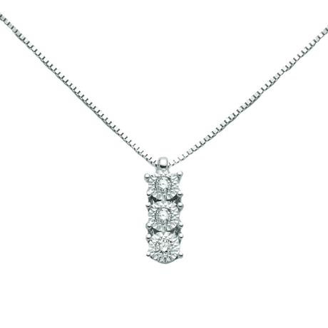 Collana Trilogy Miluna in Oro Bianco con Tre Diamanti