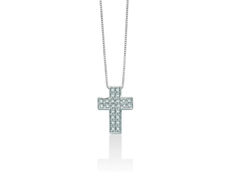 Croce Miluna in Oro Bianco con 26 Diamanti