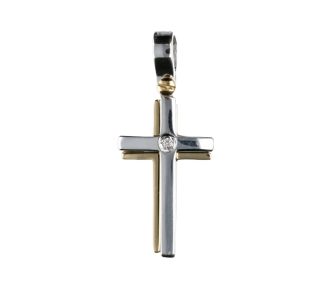 Splendente Croce in Oro 750 con diamante, un gioiello di lusso perfetto per un regalo prezioso. Scopri la collezione di gioielli diamanti.