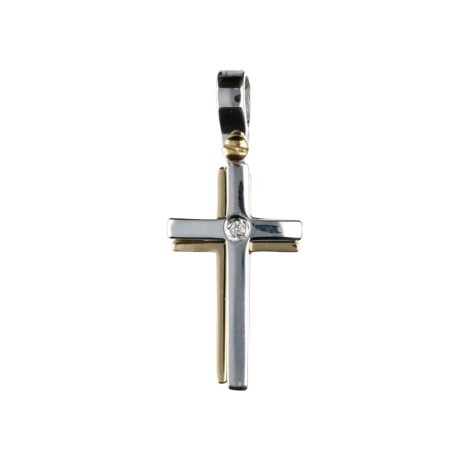 Croce Oro 750 con Diamante Bicolore