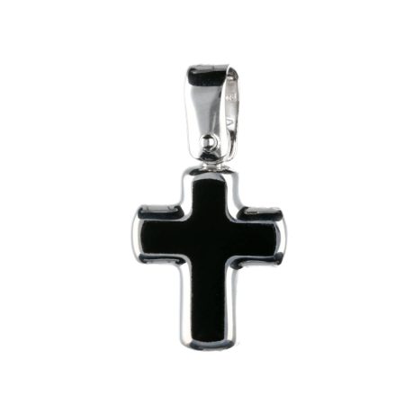 Croce in Oro Bianco 750 con Onice