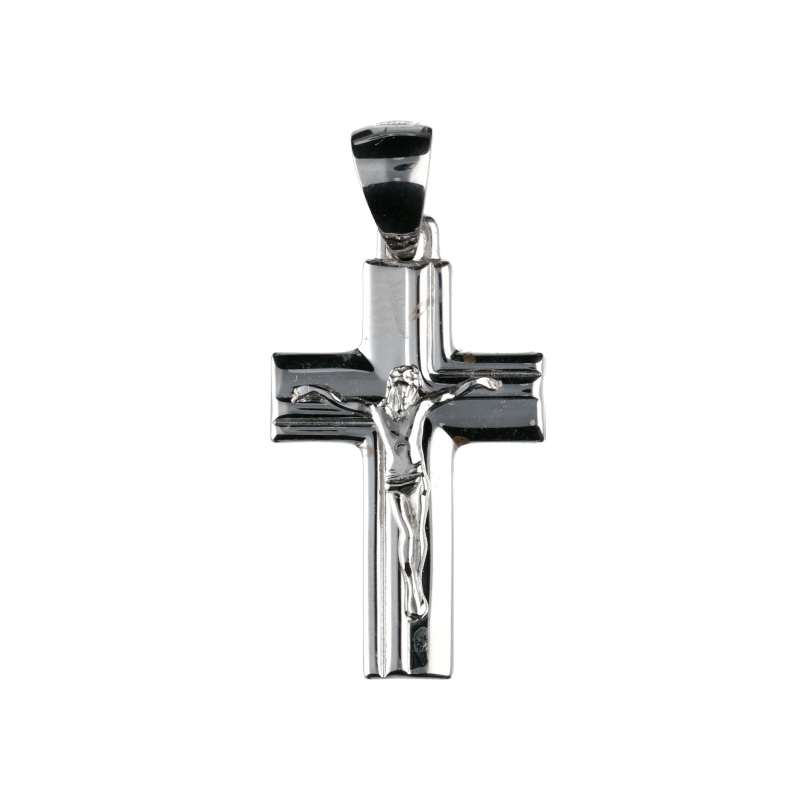 Croce in oro bianco 750, un gioiello di lusso perfetto per un'idea regalo preziosa.