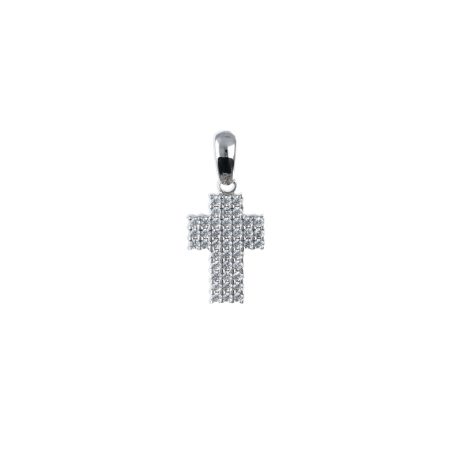Croce in oro bianco 750 con zirconi