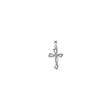 Croce in Oro Bianco 18kt con Zirconi
