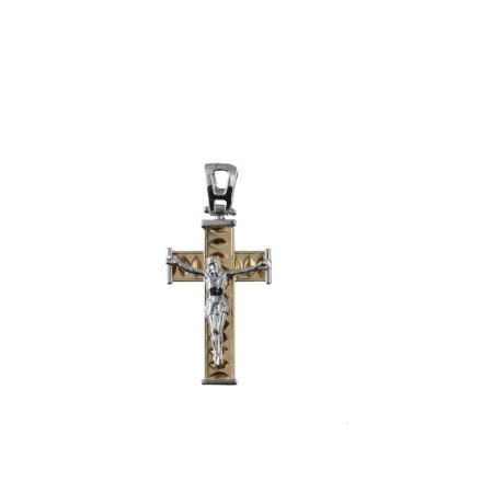 Croce Oro Giallo e Bianco 750 con Cristo