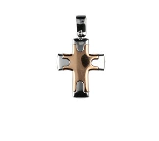 Splendida Croce in Oro Giallo e Bianco 750, un gioiello di lusso perfetto per un'occasione speciale.