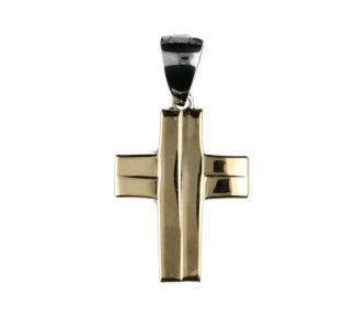 Splendida Croce in Oro Giallo e Bianco 750, un gioiello di lusso perfetto per un'occasione speciale.