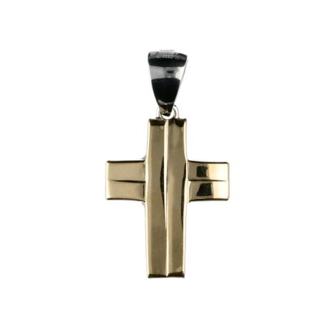 Croce Oro Giallo e Bianco 750 Ciondolo