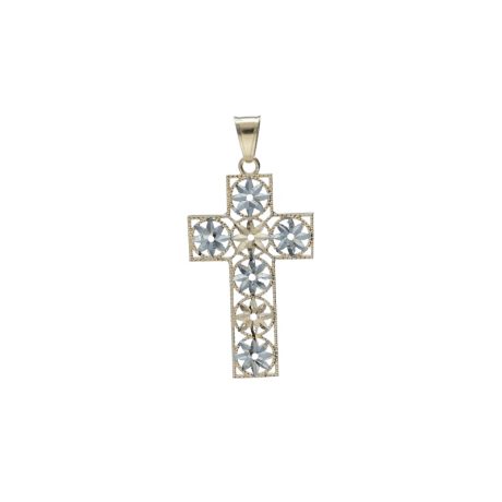 Croce Oro Giallo e Bianco 750 – Ciondolo Religioso