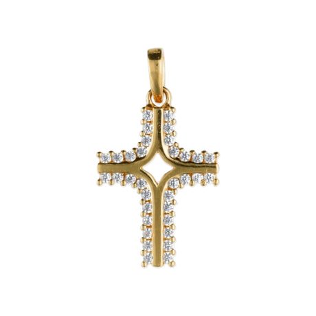 Croce in Oro Giallo 750 con Zirconi
