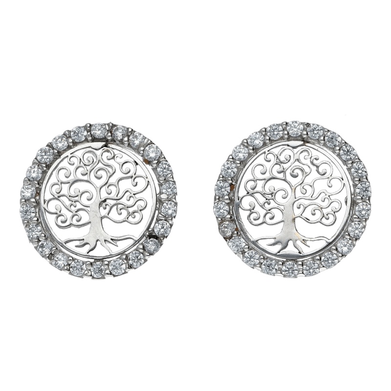Splendidi orecchini Albero della Vita in oro bianco 750, un gioiello di lusso perfetto per un'idea regalo preziosa.