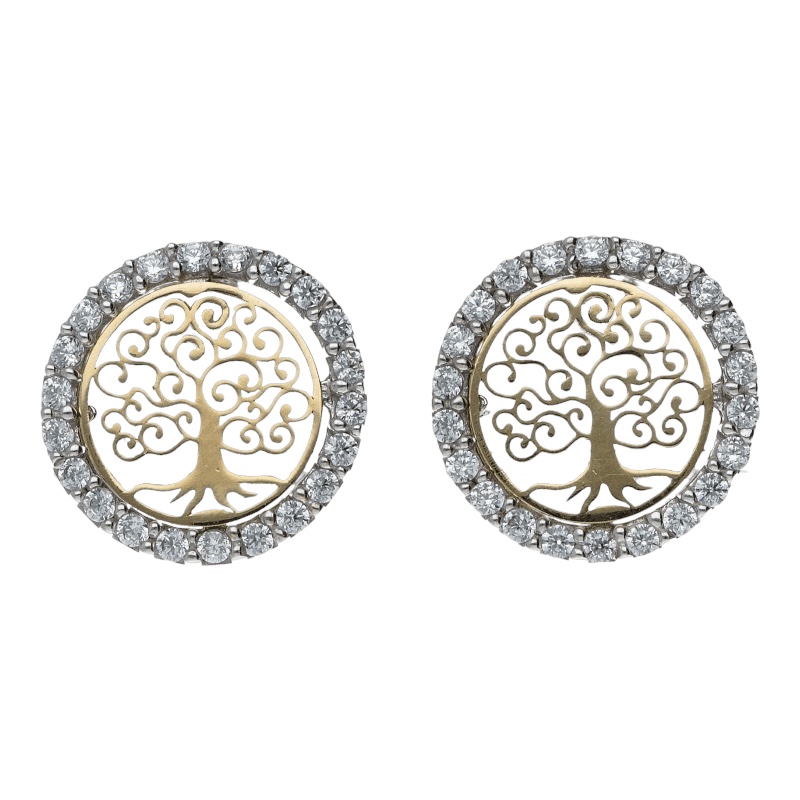 Splendidi orecchini Albero della Vita in oro giallo 750, un gioiello di lusso perfetto per un'occasione speciale.