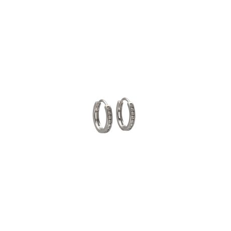 Orecchini Cerchi Oro 18k Bianco con Zirconi