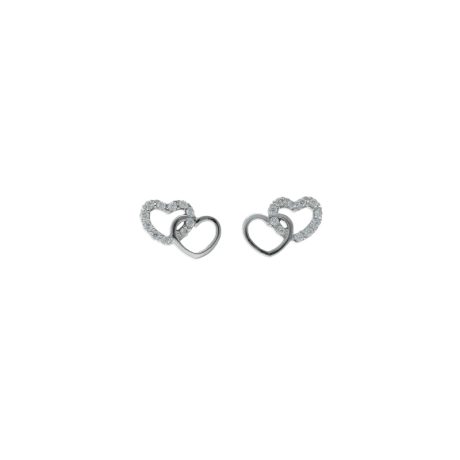 Orecchini Cuore in Oro 18k Bianco con Zirconi