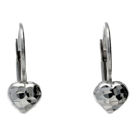 Orecchini a Cuore in Oro Bianco 18k per Bambina